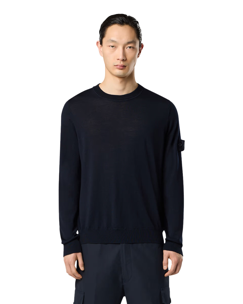 Stone Island 5100066 Light RWS Wool Ghost Sweater Navy Blue