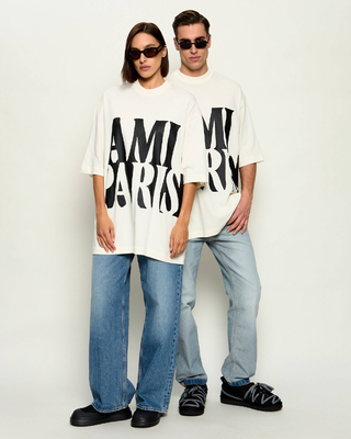 Ami Paris Cotton Print Oversize T-Shirt White