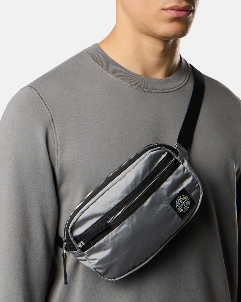 Stone Island 9200016 COATED NYLON METAL IN ECONYL® Belt Bag Pearl Grey