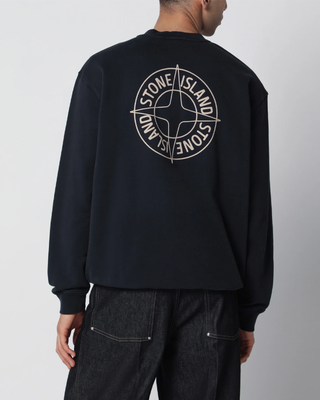 Stone Island 6100001 COTTON FLEECE Sweatshirt ‘Outline Compass’ Print Navy Blue