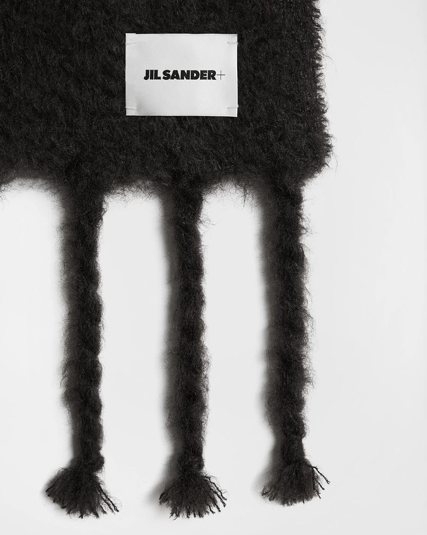 Jil Sander Slim Wool Blend Scarf Black