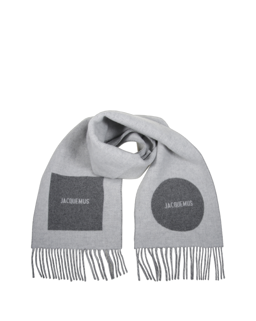 Jacquemus Rond Carre Virgin Wool Scarf Grey