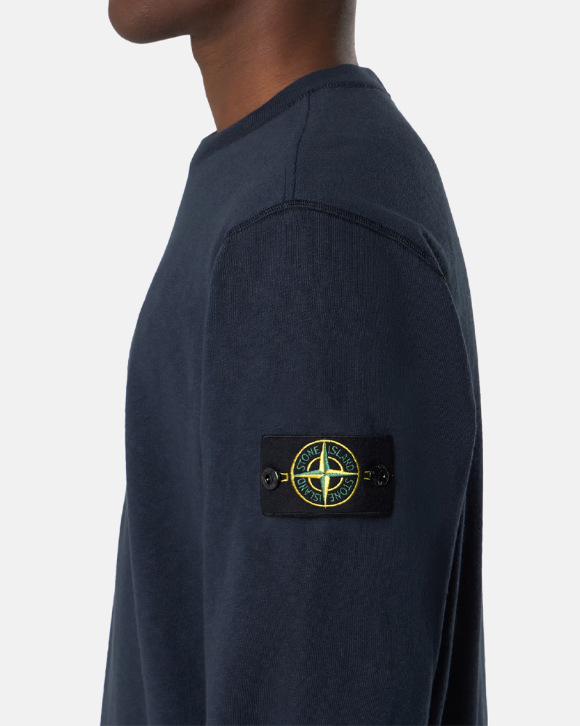Stone Island 6100020 MALFILE FLEECE 'OLD' EFFECT Crewneck Sweatshirt Navy Blue