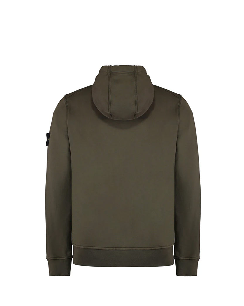 Stone Island 6100045 Organic Cotton Fleece Hoodie Military Green