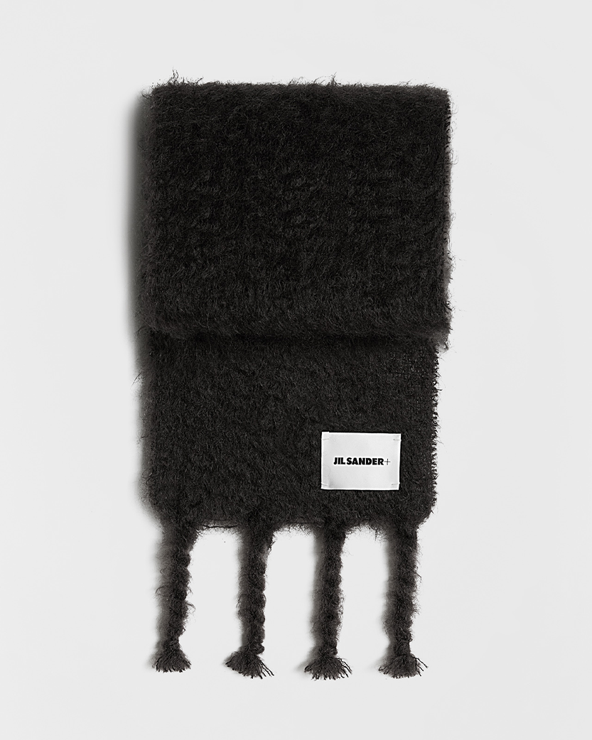 Jil Sander Slim Wool Blend Scarf Black