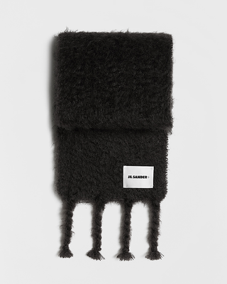 Jil Sander Slim Wool Blend Scarf Black