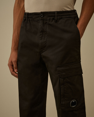 C.P. Company Stretch Sateen Regular Cargo Pants Black 20CMPA135A005694G