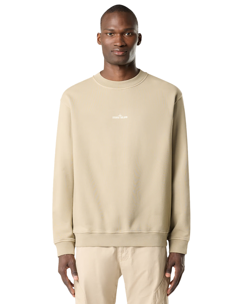 Stone Island 6100018 COTTON FLEECE Industrial Four Print Sweatshirt Desert Beige