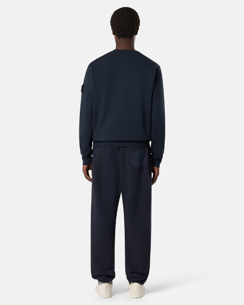 Stone Island 6100020 MALFILE FLEECE 'OLD' EFFECT Crewneck Sweatshirt Navy Blue