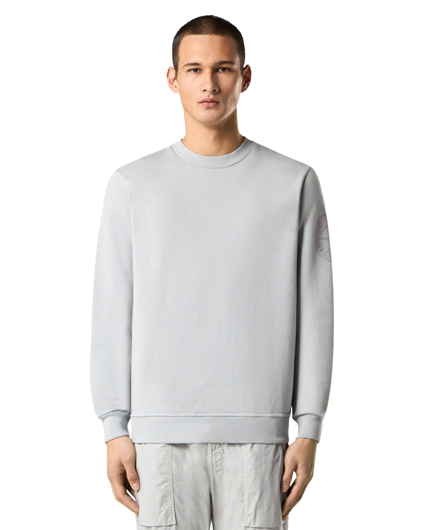 Stone Island 6100026 Cotton Fleece Compass Embroidery Sweatshirt Pearl Grey