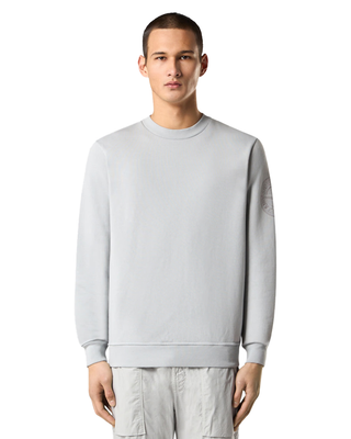 Stone Island 6100026 Cotton Fleece Compass Embroidery Sweatshirt Pearl Grey
