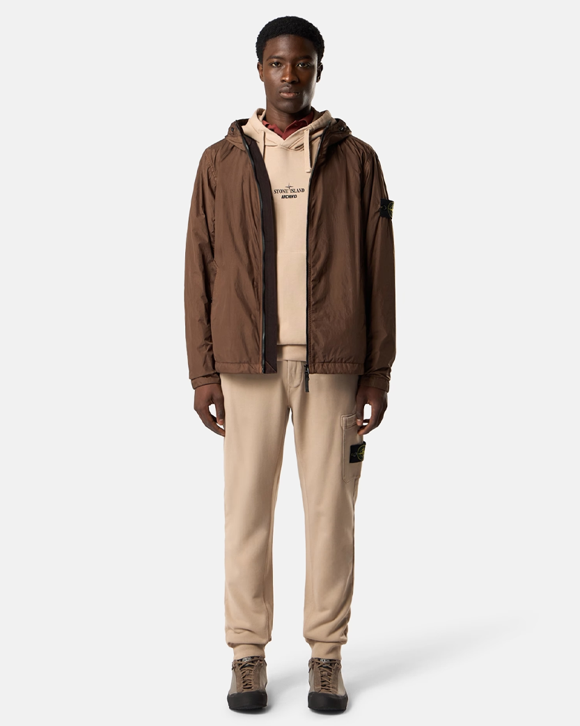 Stone Island 4100001 CRINKLE REPS NY Hooded Jacket Umber