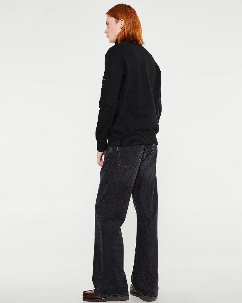 Stone Island 505A2 Logo Badge Turtleneck Sweater Black