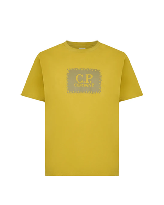 C.P. Company Jersey 30/1 Short Sleeve Logo Label T-Shirt Antique Moss Yellow 20CMTS723A005100W