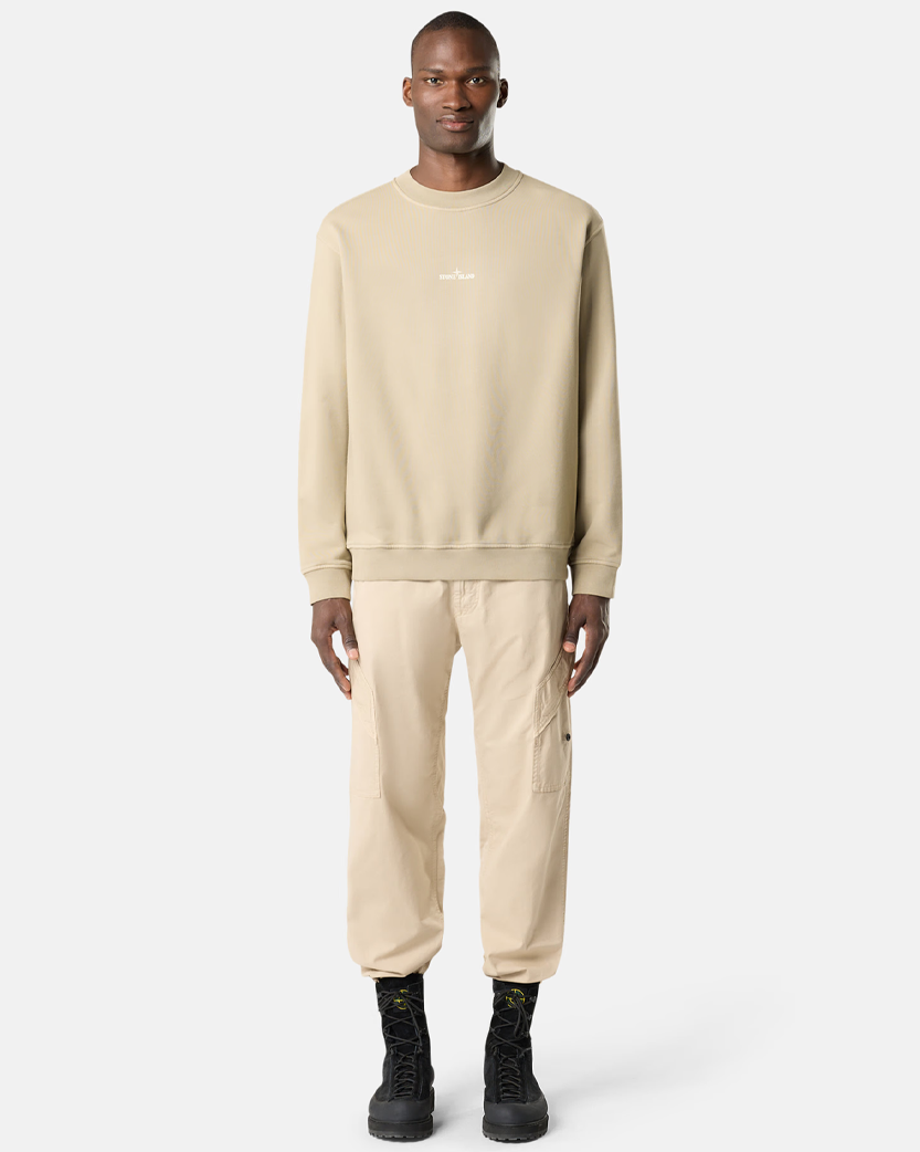 Stone Island 6100018 COTTON FLEECE Industrial Four Print Sweatshirt Desert Beige