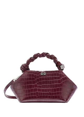 Ganni Small Bou Bag Croco Burgundy