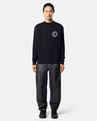 Stone Island 6100001 COTTON FLEECE Sweatshirt ‘Outline Compass’ Print Black