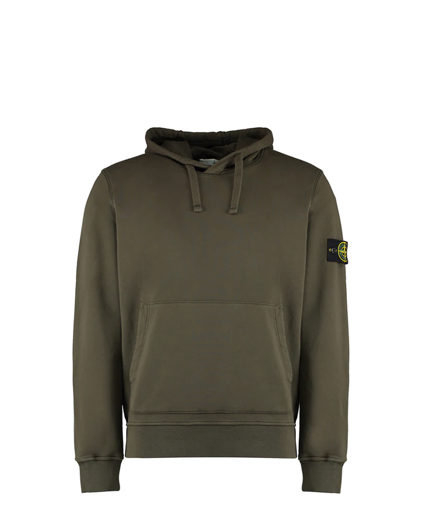 Stone Island 6100045 Organic Cotton Fleece Hoodie Military Green