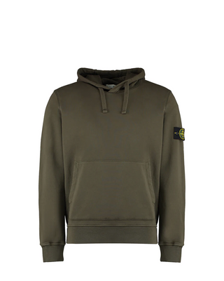 Stone Island 6100045 Organic Cotton Fleece Hoodie Military Green