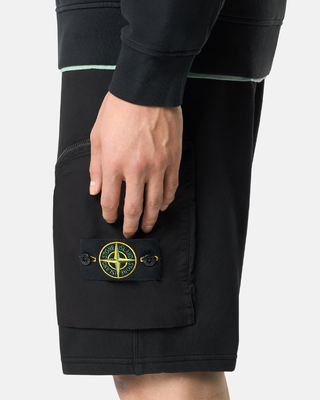 Stone Island 6200002 Cotton Fleece Cargo Bermuda Shorts Black