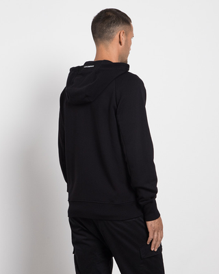 C.P. Company Diagonal Raised Fleece Lens Full Zip Hoodie Black