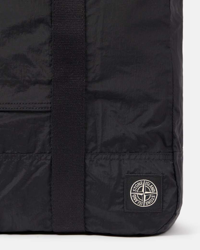 Stone Island 9200012 COATED NYLON METAL IN ECONYL® Tote Bag Black