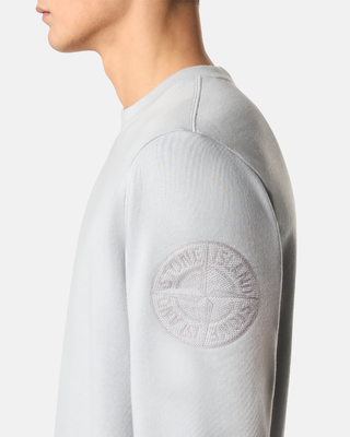 Stone Island 6100026 Cotton Fleece Compass Embroidery Sweatshirt Pearl Grey