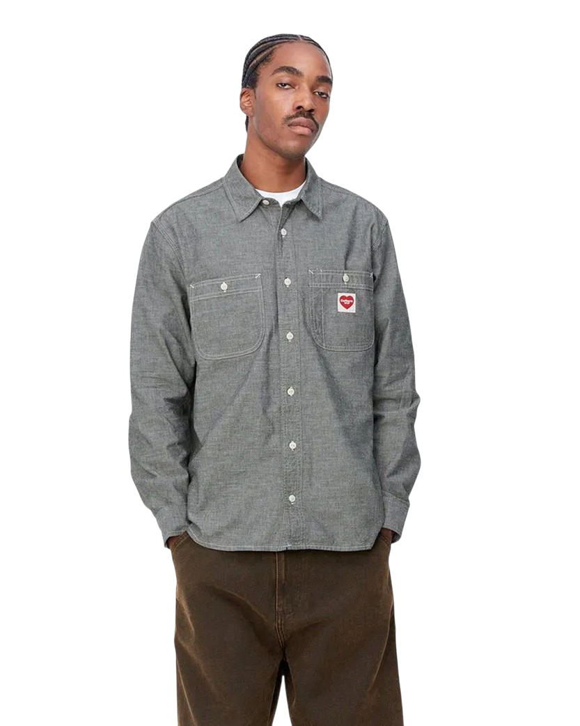 Carhartt WIP Ls Clink Heart Shirt Bleach Rinsed Grey