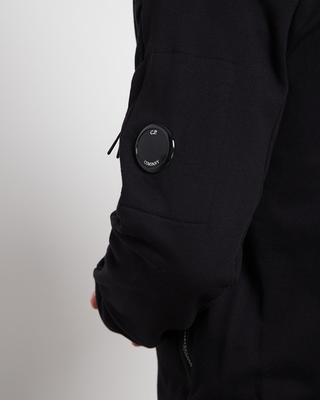 C.P. Company Diagonal Raised Fleece Lens Full Zip Hoodie Black