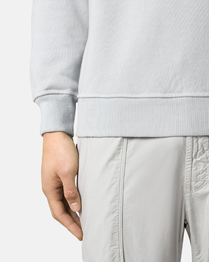 Stone Island 6100026 Cotton Fleece Compass Embroidery Sweatshirt Pearl Grey