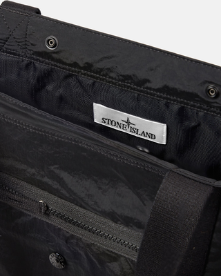 Stone Island 9200012 COATED NYLON METAL IN ECONYL® Tote Bag Black