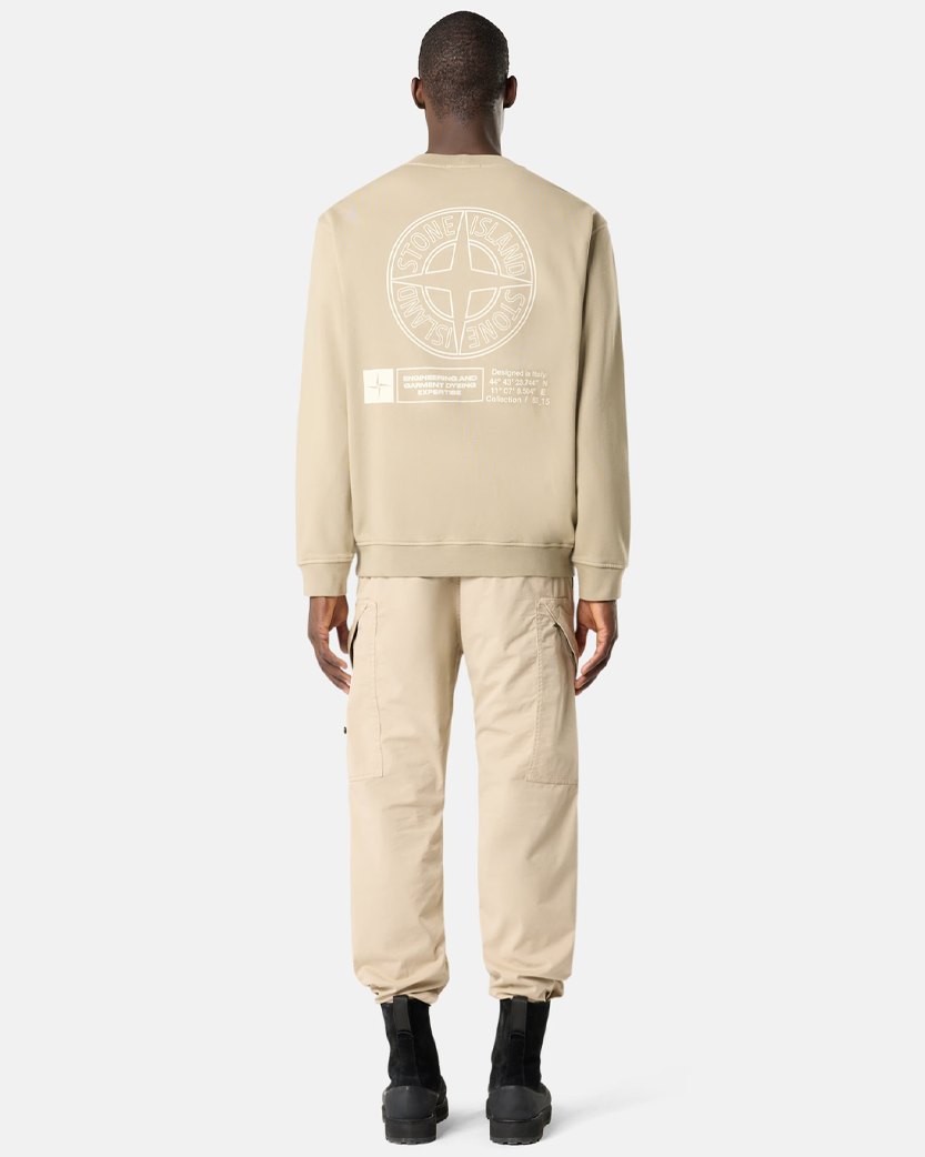 Stone Island 6100018 COTTON FLEECE Industrial Four Print Sweatshirt Desert Beige