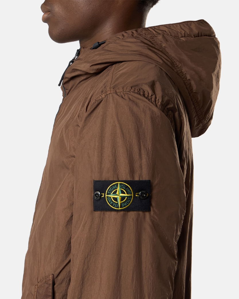 Stone Island 4100001 CRINKLE REPS NY Hooded Jacket Umber