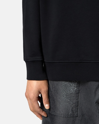 Stone Island 6100001 COTTON FLEECE Sweatshirt ‘Outline Compass’ Print Black