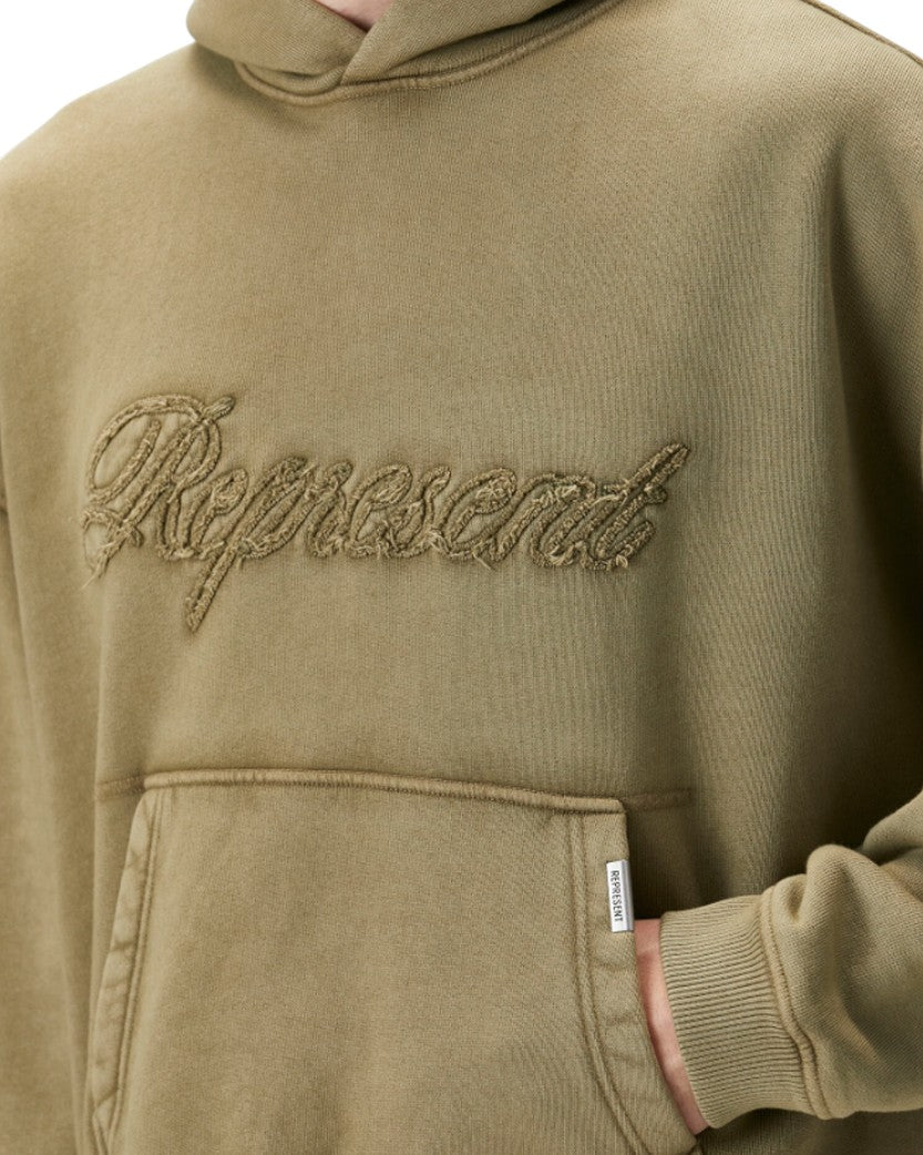 Represent REVERSE APPLIQUE HOODIE Vintage Khaki MLM100160-59
