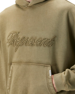 Represent REVERSE APPLIQUE HOODIE Vintage Khaki MLM100160-59