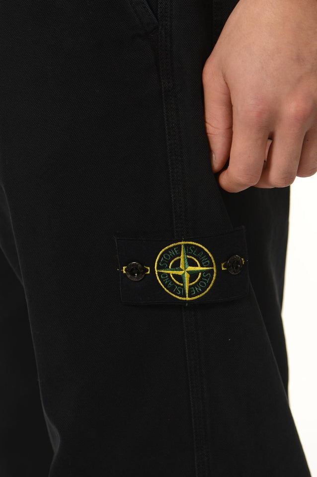 Stone Island 3100008 ORGANIC PANAMA COTTON 'OLD' EFFECT Pants Black