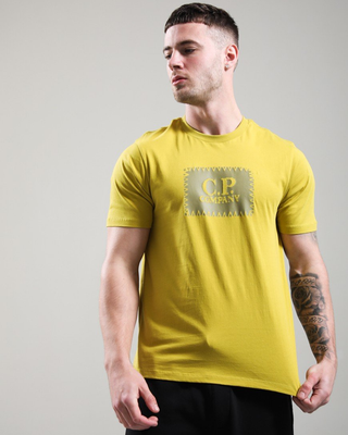 C.P. Company Jersey 30/1 Short Sleeve Logo Label T-Shirt Antique Moss Yellow 20CMTS723A005100W
