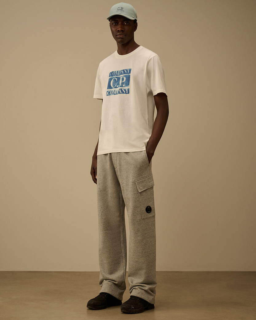 C.P. Company 30/1 Jersey Short Sleeve Faded Logo T-Shirt Gauze White 20CMTS141A110579W
