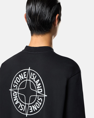 Stone Island 6100001 COTTON FLEECE Sweatshirt ‘Outline Compass’ Print Black