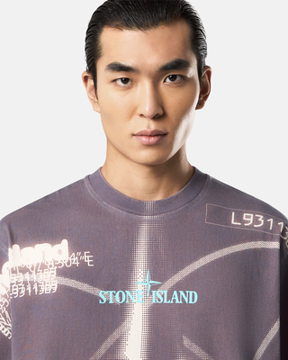 Stone Island 2100016 Combed Organic Coton Jersey T-shirt 'Y2K Compass' Print Blue