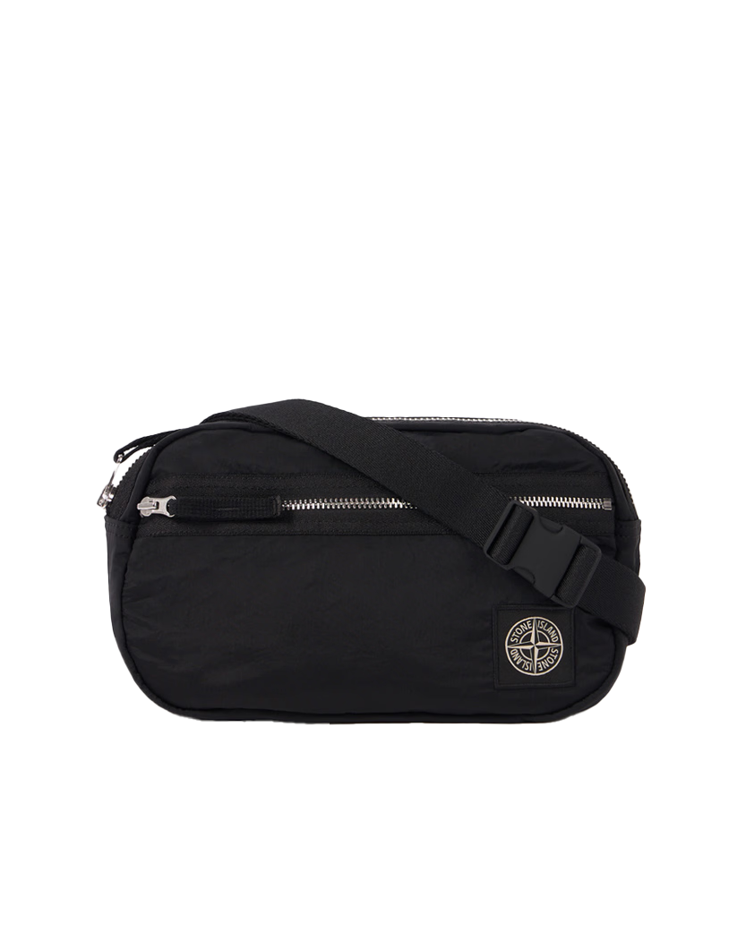 Stone Island 9200016 COATED NYLON METAL IN ECONYL® Belt Bag Black