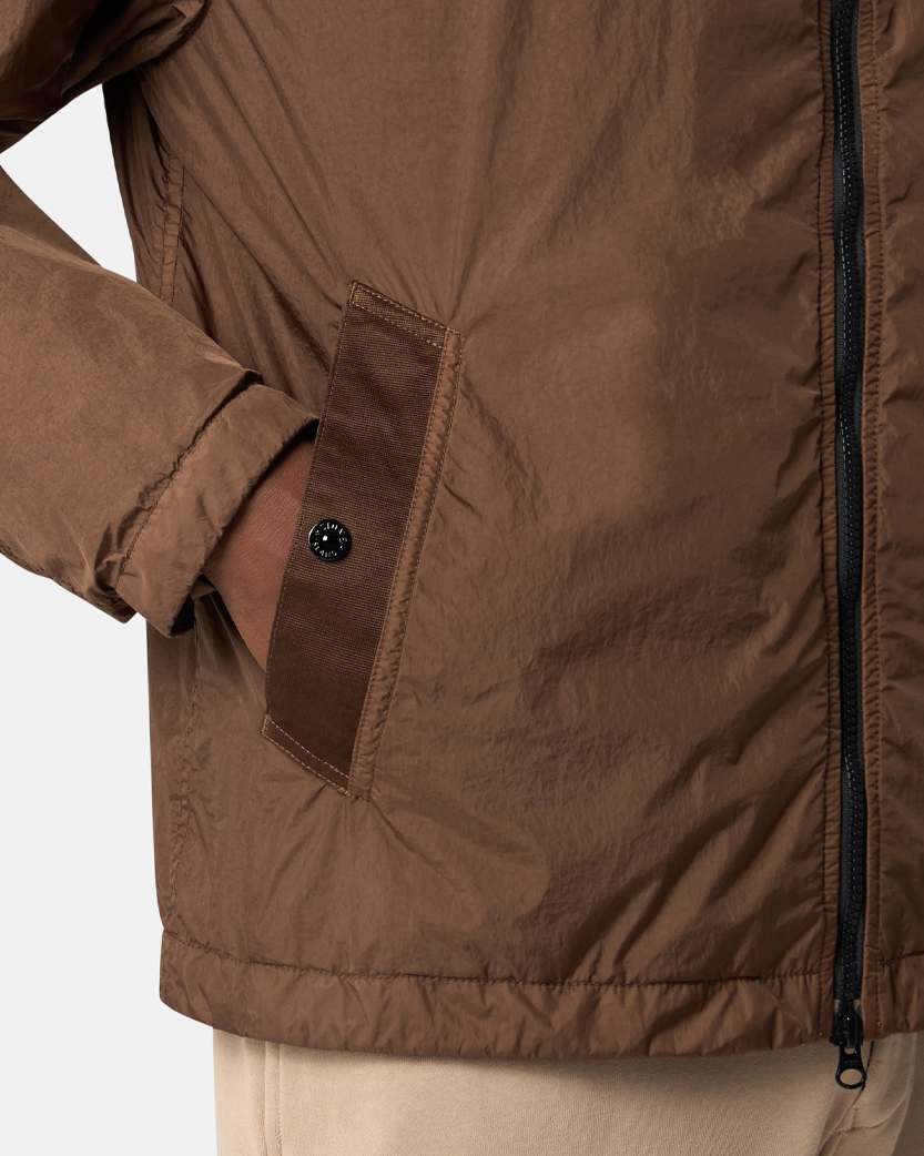 Stone Island 4100001 CRINKLE REPS NY Hooded Jacket Umber