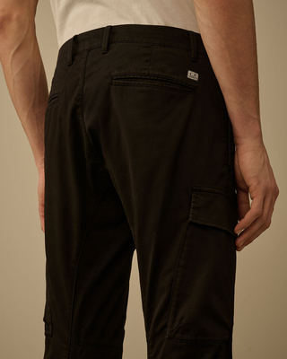 C.P. Company Stretch Sateen Ergonomic Cargo Pants Black 20CMPA134A005694G