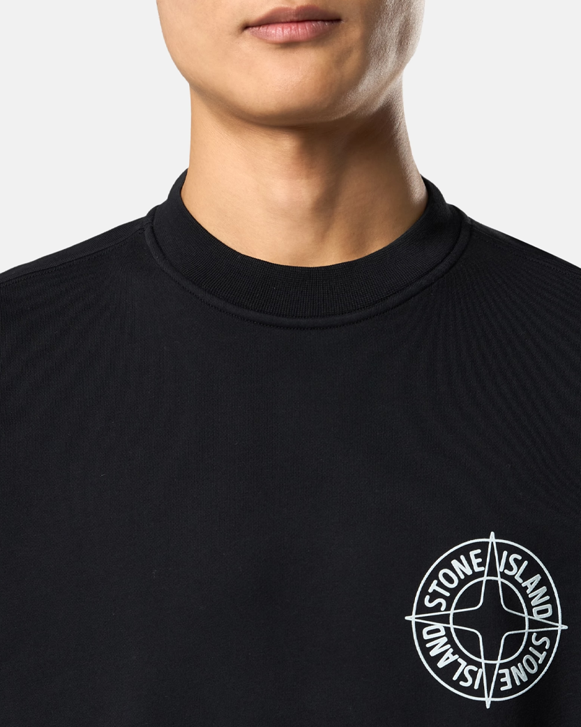 Stone Island 6100001 COTTON FLEECE Sweatshirt ‘Outline Compass’ Print Black