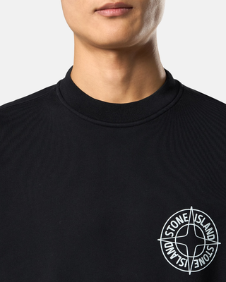 Stone Island 6100001 COTTON FLEECE Sweatshirt ‘Outline Compass’ Print Black