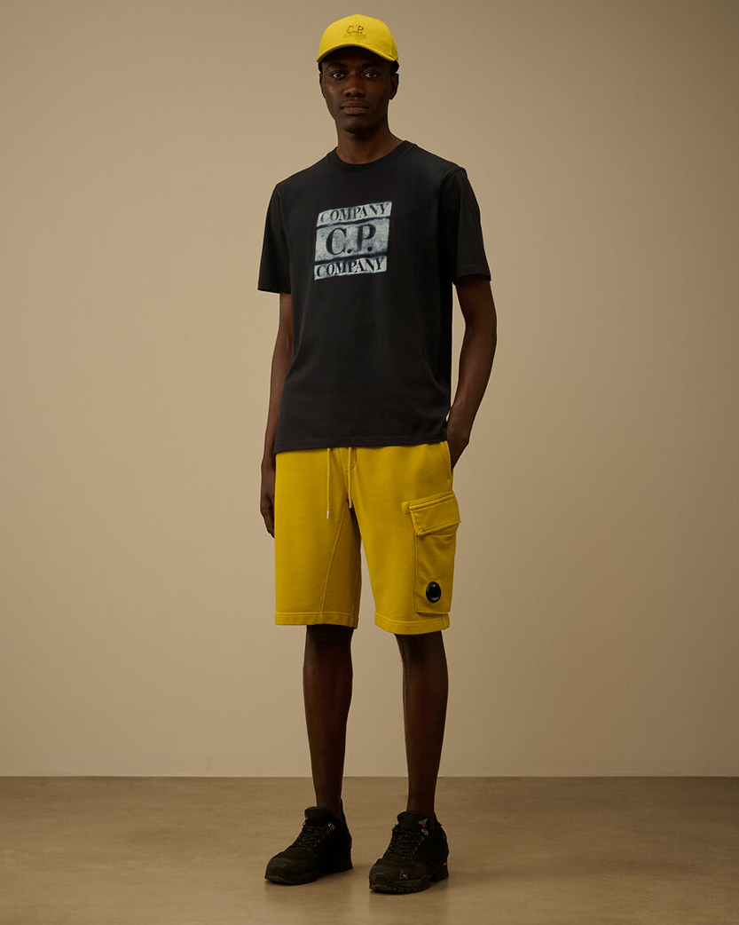 C.P. Company 30/1 Jersey Short Sleeve Faded Logo T-Shirt Total Eclipse Blue 20CMTS141A110579W