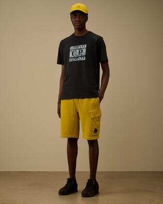 C.P. Company 30/1 Jersey Short Sleeve Faded Logo T-Shirt Total Eclipse Blue 20CMTS141A110579W