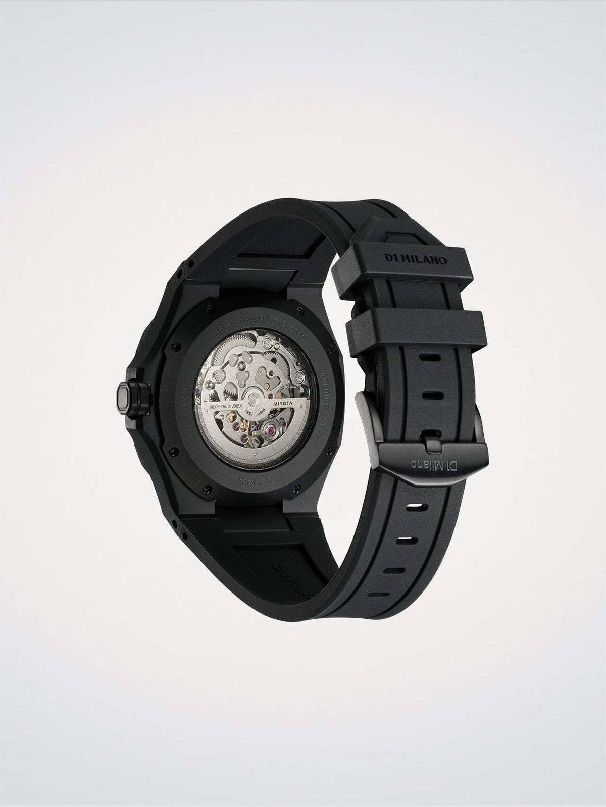 D1 Milano Skeleton Rubber Jet Black 41.5 mm Black SKRJ17