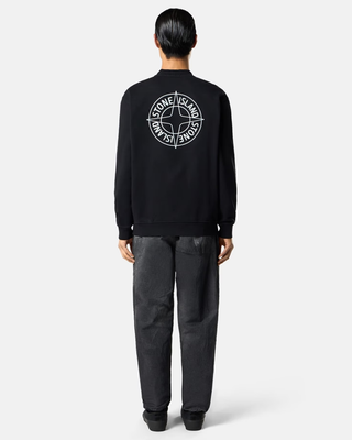 Stone Island 6100001 COTTON FLEECE Sweatshirt ‘Outline Compass’ Print Black
